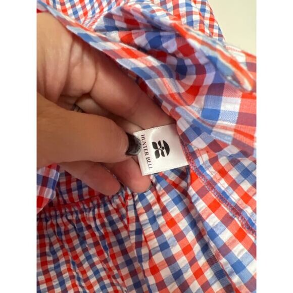 NEW Hunter Bell Gingham Peplum Bow Tie Front Top Multicolor Size: Extra Small - Picture 5 of 7